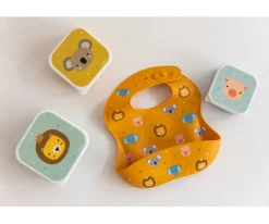 Vajilla Infantil^Tutete Pack Baby Meal Babero Silicona Animal Friends + Bol Silicona y Cuchara Acero Ocean Blue