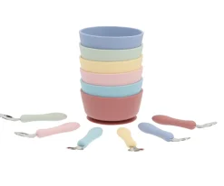 Vajilla Infantil^Tutete Pack Baby Meal Babero Silicona Savannah + Bol Silicona y Cuchara Acero Sage