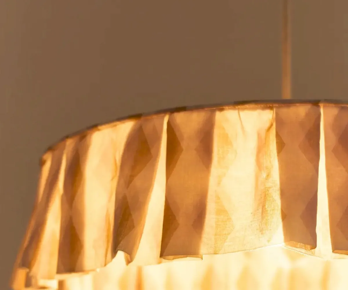 Iluminación^Nobodinoz Pantalla de Lino Lámpara de Techo Vibes Mustard Harlequin