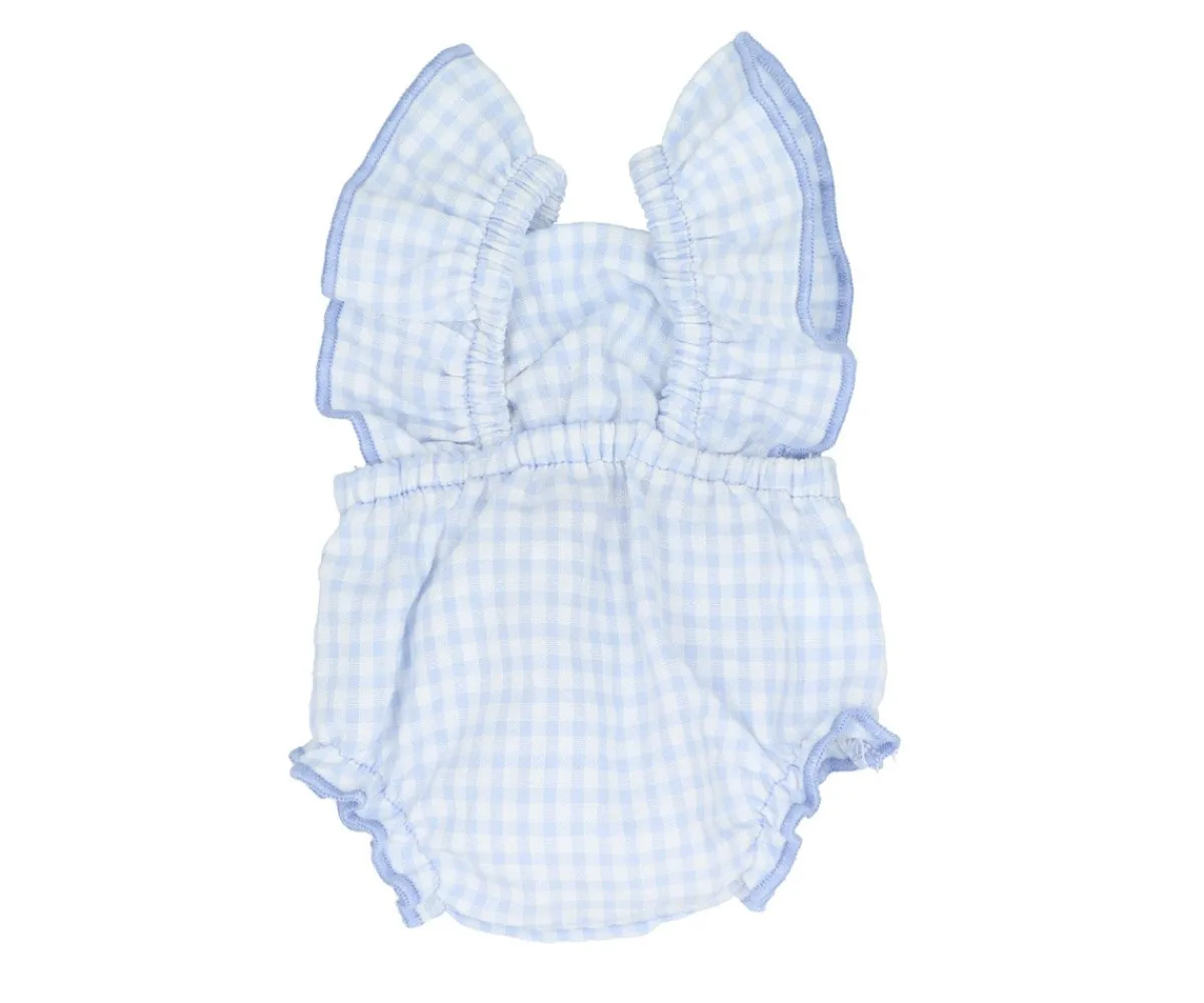 Accesorios Para Muñecas^Tutete Textil Pelele Vichy Azul Celeste para Muñeco