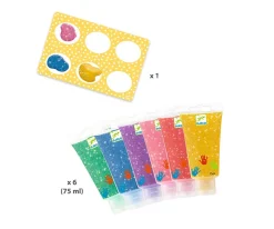 Clearance Pintura de Dedos 6 Tubos Colores con Purpurina Niños Juguetes Niños 3 Años|Manualidades Para Niños