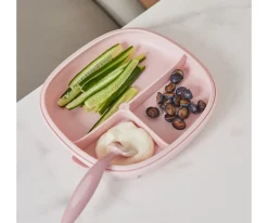 New Plato 2 en 1 con Ventosa y Compartimentos Extraíbles Blush Comer Al Aire Libre|Baby Led Weaning