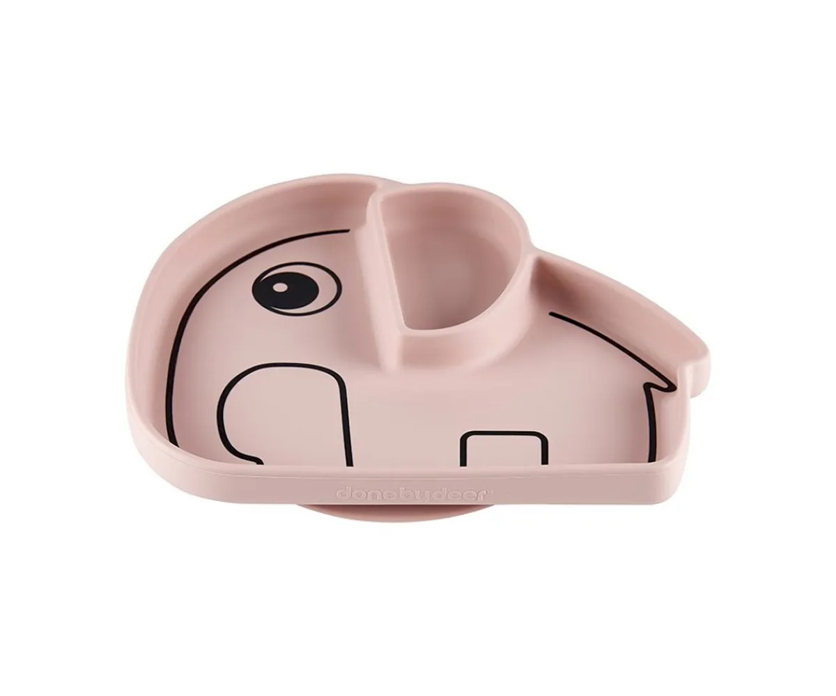Baby Led Weaning^Done by Deer Plato Antideslizante Stick&Stay Elphee Rosa Empolvado