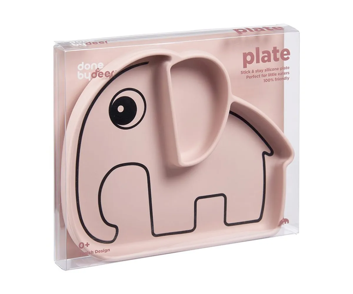 Baby Led Weaning^Done by Deer Plato Antideslizante Stick&Stay Elphee Rosa Empolvado
