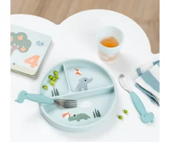 Clearance Plato con Compartimentos Stick&Stay Playground Blue Vajilla Infantil|Baby Led Weaning