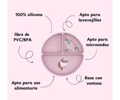 Baby Led Weaning^Sassi Plato de Silicona con Compartimentos Unicornio