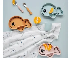 Vajilla Infantil^Done by Deer Plato Silicona Stick&Stay Wally Blue