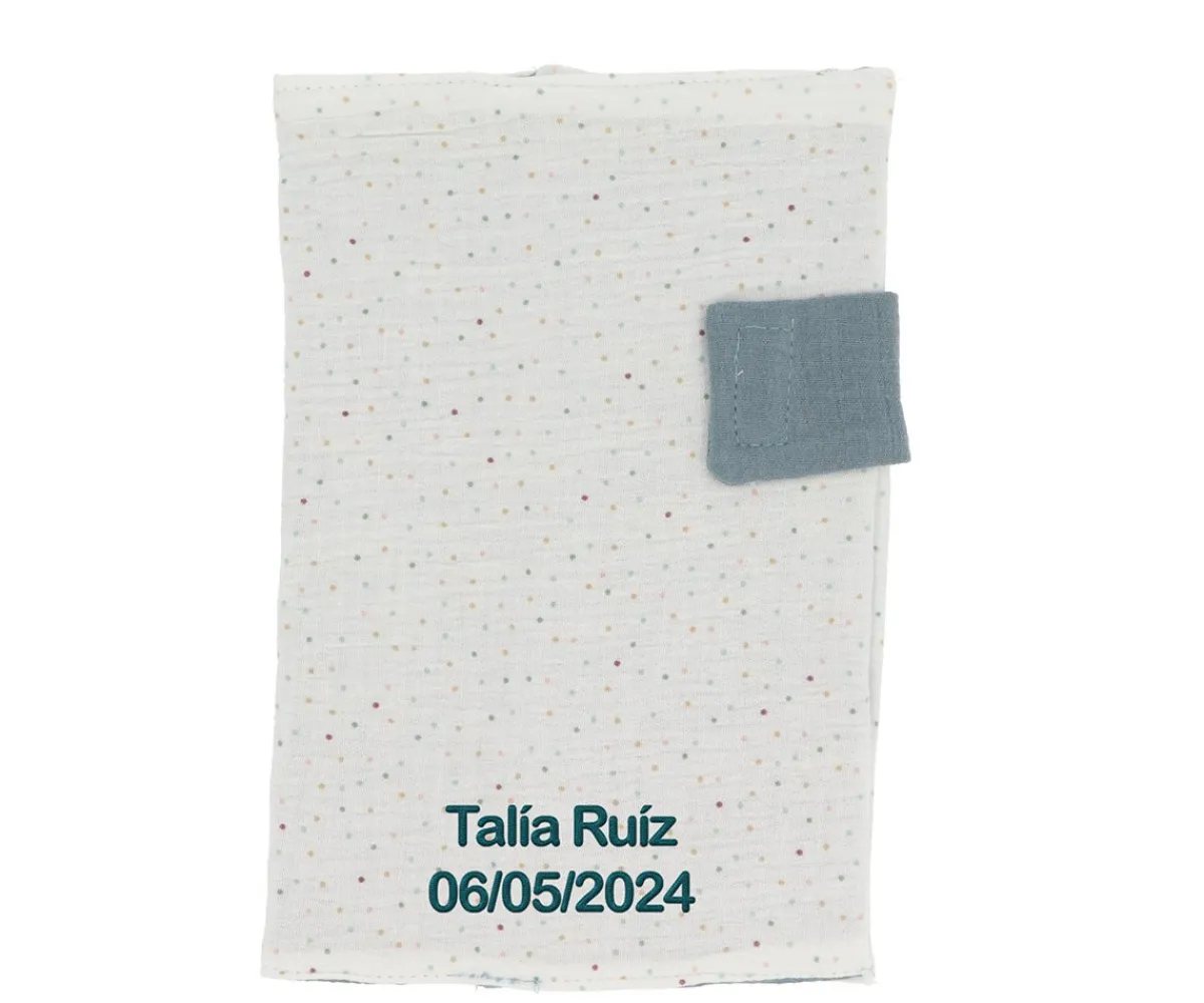 Portadocumentos Bebé^Cristina de Jos'h Portadocumentos Rainbow Dots Azul Personalizable