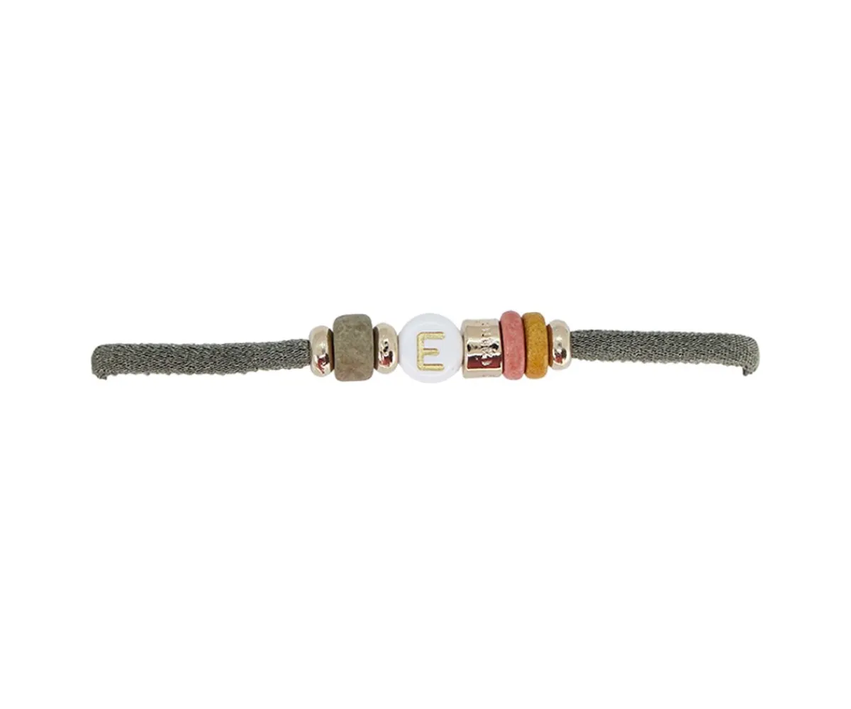 Outlet Pulsera Elástica 1 Inicial Kaki Moda Mamá|Pulseras Con Nombre