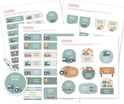 Clearance Sello Personalizado Excavadora + Combinado Termo y Pegatinas Trucks Etiquetas Personalizadas|Colecciones Vuelta Al Cole