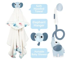 Hot Set Baño Ducha Elefante y Capa Azul Niños Juguetes De Baño|Juguetes Para Recién Nacidos