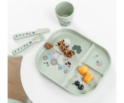 Hot Set Vajilla con Ventosa Foodie Tiny Farm Green Niños Regalos Para Niños|Vajilla Infantil