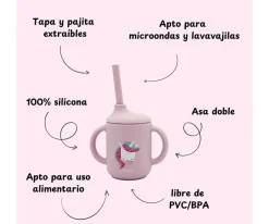 Outlet Taza de Silicona con Pajita Unicornio 120ml Niños Vasos Para Bebés Y Niños|Vajilla Infantil