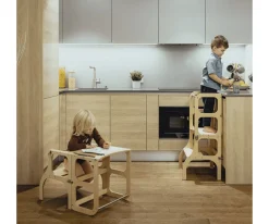 New Torre Aprendizaje Montessori Mesa y Silla Silver / Mocha Mouse Niños Juguetes Montessori|Mobiliario Infantil