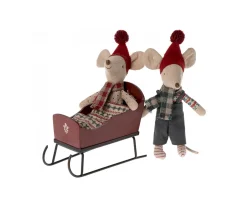 Outlet Trineo Ratón Rojo Adornos Y Decoración Navidad|Casa De Muñecas De Madera