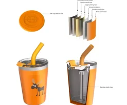 Vaso Termo Hermético con Pajita TEMP Tumbler Reno Orange Comer Al Aire Libre|Botellas De Acero