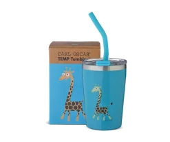 Outlet Vaso Termo Hermético con Pajita TEMP Tumbler Jirafa Turquoise Comer Al Aire Libre|Vasos Para Bebés Y Niños